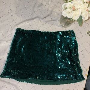 AKIRA Blue Sequin Mini Pencil Skirt